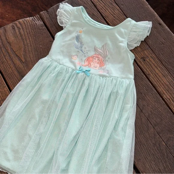 Disney Little Mermaid Nightgown Aqua Teal Girls Size 4 Pajamas PJ Dress - Picture 5 of 7